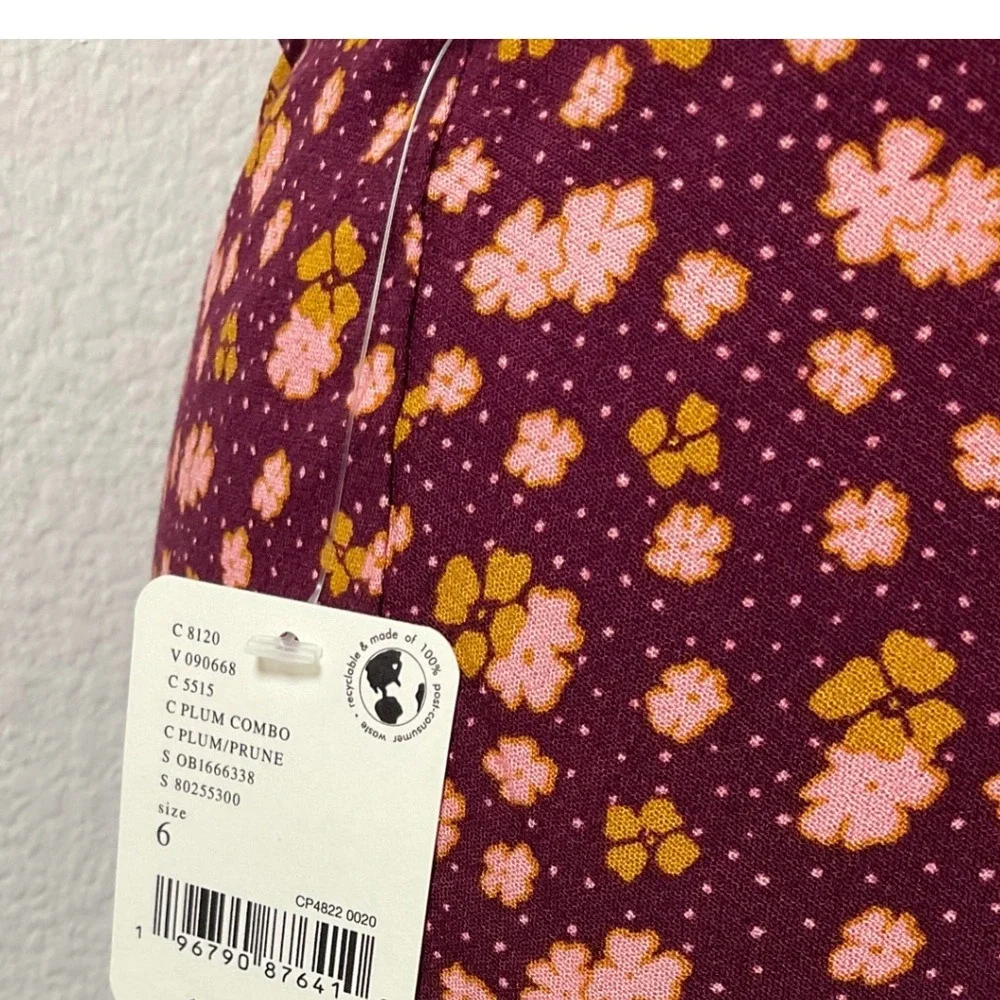 Free People Floral Mini Skirt Plum/Prune Print A-Line Skater Size 6